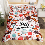 Armas punane panda tekikott king size, roosa armastuse t&auml;htede voodipesukomplekt kawaii multika loomad tekkekate t&uuml;drukulik magus tekkekate 150x200cm 3pcs