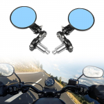 CNC Foldable Round Rearview Mirrors Left Right 7/8 Handlebar End 2.6 inch Mirror for Motorcycle