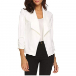 HNXC naiste vintage vabaaja &uuml;hev&auml;rviline printimine s&uuml;gistalvise pikkade varrukatega POLO kaelusega jakid ja mantlid S valge