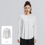 Juyitang Ice Silk Loose Fit pikkade varrukatega &uuml;mara kaelusega joogatopp L