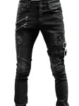Meeste vabaaja skinny biker teksad, &scaron;ikk t&auml;navastiil, keskmise venivusega teksap&uuml;ksid M must