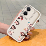 Pehme silikoonist ruudukujulise redeli mustriga telefoni&uuml;mbris, t&auml;ielikult kattev, kaamera p&otilde;rutuskindel kaitse, kummist &uuml;mbris Vivole Vivo V15 valge