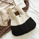 Yogodlns Kokkuleppev&auml;rvi kootud &otilde;lakott naistele Vintage &otilde;&otilde;nsad t&uuml;drukute kandekott Suure mahutavusega naiste k&auml;ekott heegeldatud kott 38x27cm must