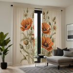 2 tk HD vintage stiilis lilleline dekoratsioonkardinad Oranž lips digitaalselt tr&uuml;kitud kardinad Kodu kaunistamise stiil Kaunistus elutuba W52H63inchW132H160cm