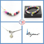 Pierres et Min&eacute;raux. Parure Bracelet Collier perles Jaspe rose jaune + Jaspe orange bleu + Taille personnalisable.