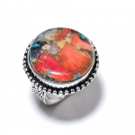 Natural Spiny Oyster Gemstone Handmade 925 Sterling Silver Ring Size 8 c6k43