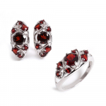 Imeilus mood 100% looduslik Mosambiigi granaat s&otilde;rmus k&otilde;rvar&otilde;ngaste komplekt 925 sterlingh&otilde;be Ehtne v&auml;&auml;riskivi peened ehted naistele US RING SIZE:7#
