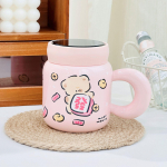 Suure mahutavusega peegel-veetass &Uuml;li&otilde;pilaste koomiksite tass armas suveniir-kinkekeraamiline kaanega kruus, hea v&auml;limus 480ML