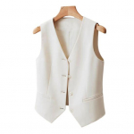 Naiste pidulik &auml;rivest V kaelus, &uuml;herealine varrukateta, &otilde;huke kardigan, l&uuml;hike t&uuml;&uuml;p &uuml;hev&auml;rviline vest t&ouml;&ouml;turu koosolekule s&otilde;itmiseks L valge