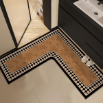 Vanaaegne L-kujuline s&uuml;damega nurgavannimatt: Vett absorbeeriv, libisemiskindel, esmaklassilised materjalid 100x100cm [Water-Absorbent Leather]
