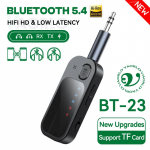 2-&uuml;hes mitmepunktiline Bluetooth 5.4 helisaatja vastuv&otilde;tja 3,5 mm AUX RCA TF kaardim&auml;ngija HIFI kahe vooga stereomuusika juhtmevaba adapter mikrofoniga BT-23