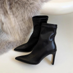 Naiste k&otilde;rge kontsaga &otilde;hukesed poolsaapad Mood elegantsed terava ninaga l&uuml;hikesed papud Kevad-s&uuml;gis Laidese t&auml;navastiilis kingad 38 must