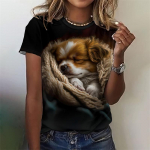 3D-prinditud Kawaii kassi koerte T-s&auml;rk naistele Naljakad loomade graafilised t-s&auml;rgid Suvised vabaaja kaelusega topid L&uuml;hikeste varrukatega lahtised T-s&auml;rgid XS