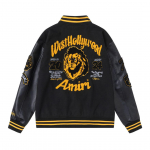 Unisex High Street AMRI L&otilde;vipea Tikitud Villane ja Nahast Varsity Jakk Medium must