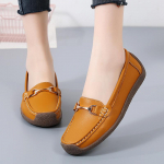 2024 Uus Kevad / S&uuml;gis Naiste Korterid Ehtne Nahk Mokassiinid Naiste Vabaaja Kingad Slip-on Loaferid Naiste Paadikingad Suur Suurus 44 35 oranž