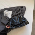 Suure mahutavusega kaenlaalune kott tekstuur prantsuse ni&scaron;&scaron; kandekott mood &uuml;he &otilde;la crossbody kott must