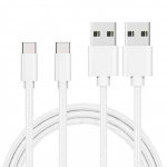 Cable USB-C pour Realme GT 5G - GT Master - GT Neo2 - C25s - Nylon Tress&eacute; Argent Blanc 1 M&egrave;tre [LOT 2] Phonillico&reg;