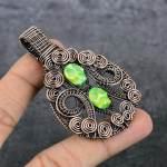 Mosaic Jasper Handmade Copper Wire Wrap Jewelry Pendant 2.84 a3h25