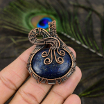 Lapis Lazuli Handmade Copper Wire Wrap Jewelry Pendant 2.25 g7k90