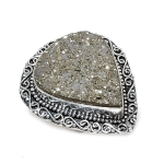 Pyrite Druzy Handmade 925 Sterling Silver Jewelry Ring Size 7 w3k54