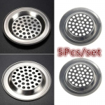 5 Pcs Circular Pool FunnelStainless Steel Mesh Sink Strainer Kitchen Bath Trap Drain Filter Easy to Handle Impurities 5 Pcs