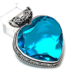 Blue Topaz Gemstone Handmade 925 Sterling Silver Jewelry Pendant 1.73 h2j86