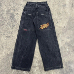 Unisex Y2K Kotid teksap&uuml;ksid Harajuku 2000ndate Vintage Tikitud teksap&uuml;ksid Hip Hop Streetwear Mehed Naised Vabaaja Laiad teksap&uuml;ksid M