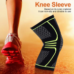 Breathable Weaving Sleeve Support for Running Climbing Nylon Knee Brace Pad(Black  green M) M(for 4-6.5kg)