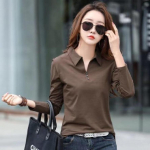 YYFS naistemood vabaaja kevade s&uuml;gise &uuml;hev&auml;rvilise tr&uuml;kiga pikkade varrukatega POLO kaelusega pluusid ja s&auml;rgid XXXXL