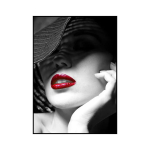 Moodne mustvalge seksikas suitsetav naine punaste huulte ja k&uuml;baraga Prindikunst L&otilde;uendiposter Elutoa Kaunistuseks Kodu Seinakate 16x24inch 40x60cm