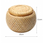 1 tk bambusest kasulik kahekihiline bambusest kootud korv kaanega hoiukorv 16x11cm