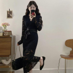 2025 Prantsuse Suur Suurus Seksikas Salendav Pitskleit K&uuml;psetele Naistele - Kuum Stiil Seltskonnadaami Riietus 4XL (165-180 kg) must