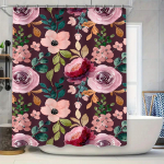 Akvarell Lilleline Du&scaron;ikardin Veekindel Vannitoa Dekoratsioon Burgundia Roosa Roheline Punane V&auml;rvilised &Otilde;ite Mustrid Komplekt Sisaldab 1 Paneeli 90x180cm