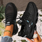 Naiste hingavad v&otilde;rk-tennised - Kerged vabaaja jalutuskingad polsterdatud &otilde;hup&otilde;hjaga Daamide tennised, Mugavad jalatsid 44 must