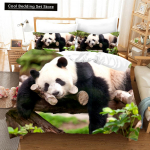 3D Panda voodipesukomplekt Armas Hiina must-valge loomatekikott King Queen bambusest lohukott 2/3 tk pol&uuml;ester tekikott EU single(135x200cm)