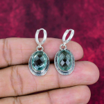 Akvamariin Apatite K&otilde;rvar&otilde;ngad, 925 Prooviga Tahkudest Sterling H&otilde;bedast K&otilde;rvar&otilde;ngad K&auml;sit&ouml;&ouml;na Valmistatud Gemstone Ehted, Kingitused Abikaasale T&auml;iesti Uued K&otilde;rvar&otilde;ngad 1.38 Inches roheline
