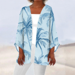 Naiste vabaajamood Beach Ocean Tree Print Kerge keskmise pikkusega jope kardigan XXXL