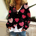 Naiste mood l&uuml;hike jope vabaaja pikkade varrukatega valentinip&auml;evaks tr&uuml;kitud &uuml;herealine pl&uuml;&uuml;sis top XL