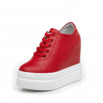 Kevadised Ehtsad Nahast K&otilde;rgendatud Naiste Kingad 11cm Moodsad Klassikalised Vabaaja Kingad Originaal Korea Versioon Kontsad S&uuml;gisesed Tossud 34 punane
