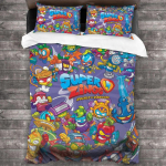 Super Zings Voodipesukomplekt &Uuml;heinimese Twin T&auml;is Queen King Suuruses Voodikomplekt T&auml;iskasvanu Laste Magamistoa Tekikoti Komplektid 3D Prindiga Anime M&auml;ng 011 EU single(135x200cm)