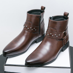 Uus Mood Meeste Terava Otsaga Punk Neetidega Chelsea Mootorratturi Pahkluusaapad Meeste Disainer Vabaaja K&otilde;rged Platvormkingad Zapatos Hombre 38 gray