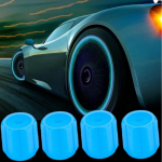 Rehviventiili kork, helendav pimedas, 4 tk komplekt, k&otilde;rge tugevusega, &ouml;&ouml; sinine