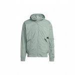 Adidas City Escape tuulejope, vabaaja lahtine spordihoodiga jakk meestele, &uuml;laosad, h&otilde;bedane hall roheline IC6732 L