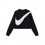 Nike Sportswear Swoosh Fliisist &Uuml;mmarguse Kaelusega Pusas&auml;rk Naistele Must BV3934-011 L