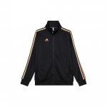 Adidas Vabaaja Triibulise Logoga Retro Spordijakk Seisva Kraega Unisex Jakk Must Kuldne TR30JR-BG S