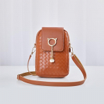 Risti kehaga mini mobiiltelefoni &otilde;lakott, kootud p&auml;rlitassel kaanega naiste kott &otilde;lakott pruun