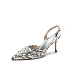 Moodsad luksuslikud stiilid Naiste suured kivikestega stiletod 7,5 cm k&otilde;rge kontsaga sandaalid slip-on slingback Naiste suvised kleidikingad Naiste 41 h&otilde;be