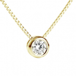 Alasti Solitaire Teemant 18k Kollane Karaat Solitaire Teemant Pingiga Lihtne 18k Naha Kvaliteedi Sertifikaat Kaasas [Venezia] 0,1 ct Kaelakee, Kuld,