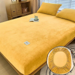 2025 uus voodikate flanellist voodipesu elastne lina pehme madratsikaitse (Padjap&uuml;&uuml;r vaja tellida) Bed sheet (90x200x25cm) kollane