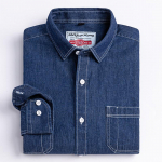 Denim s&auml;rgid Meeste pikkade varrukatega vaba aja regulaarne sobivus rinnatasku vedruga 4XL